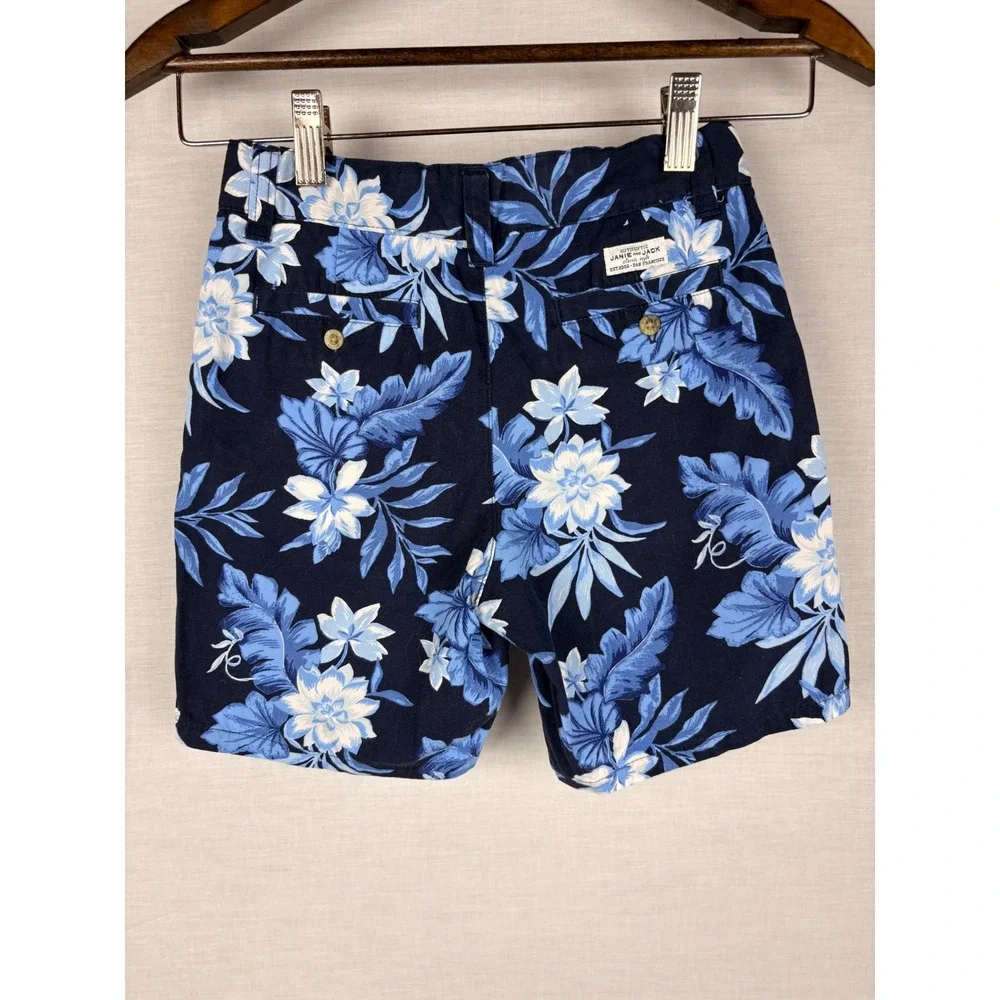 Janie and Jack‎ Girls 7 Navy Blue Tropical Floral Chino Shorts Summer Vacation